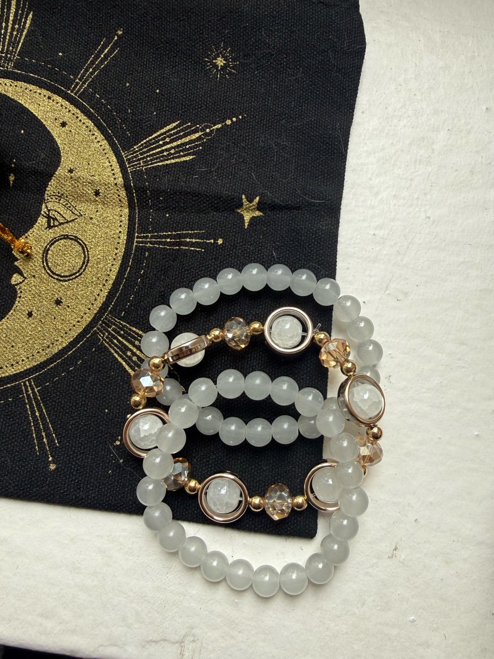 Celestial Goddess Gift Set with Pouch, Black Obsidian Heart, Bracelets, Earrings - Picture 2 of 9